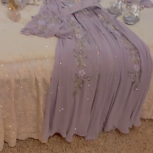 Lavender Beaded Evening Gown